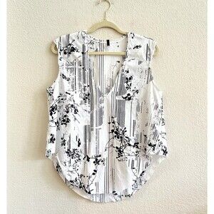 Serie Numérica Cotton Textured Printed V-Neck‎ Tank Top Raw Hem Made In Italy